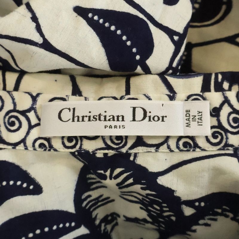 Dior Christian Resort Tarot Toile de Jouy Long Sleeve Shirt Blouse White