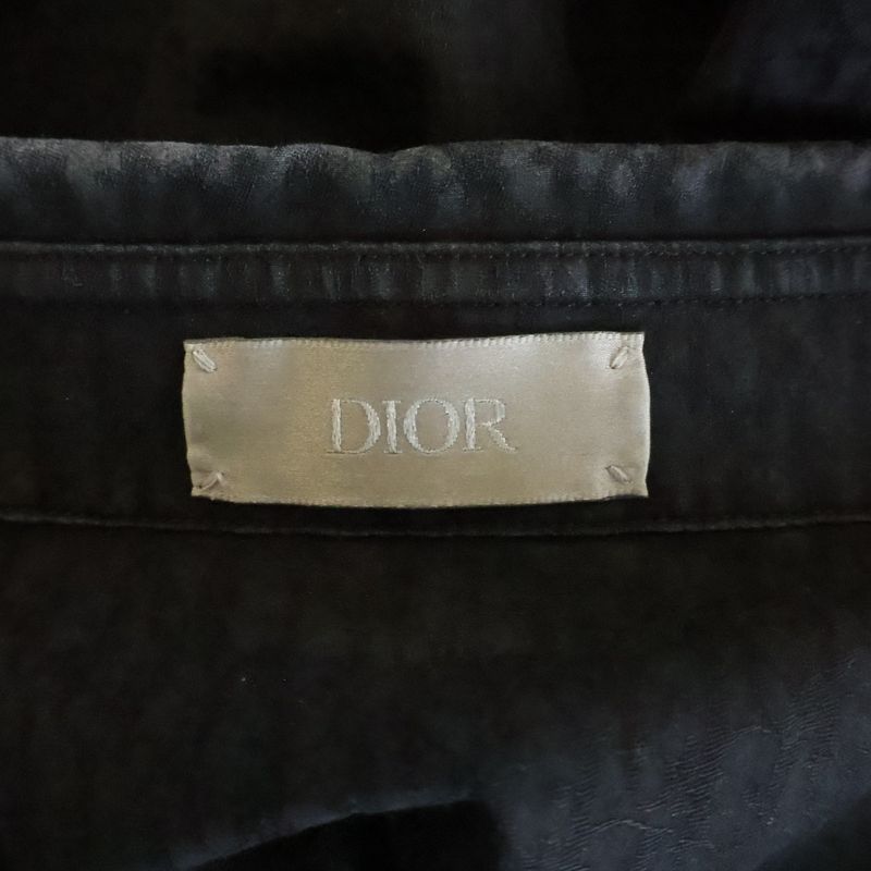 Dior Oak All Over Pattern Cotton Long Sleeve Shirt Black