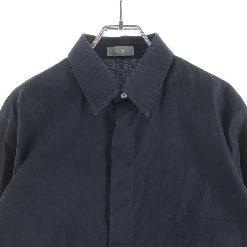 Dior Oak All Over Pattern Cotton Long Sleeve Shirt Black