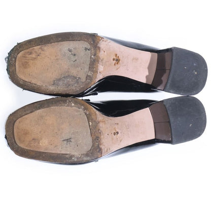 Prada Chocolate Brushed Leather High Heels Loafers Black