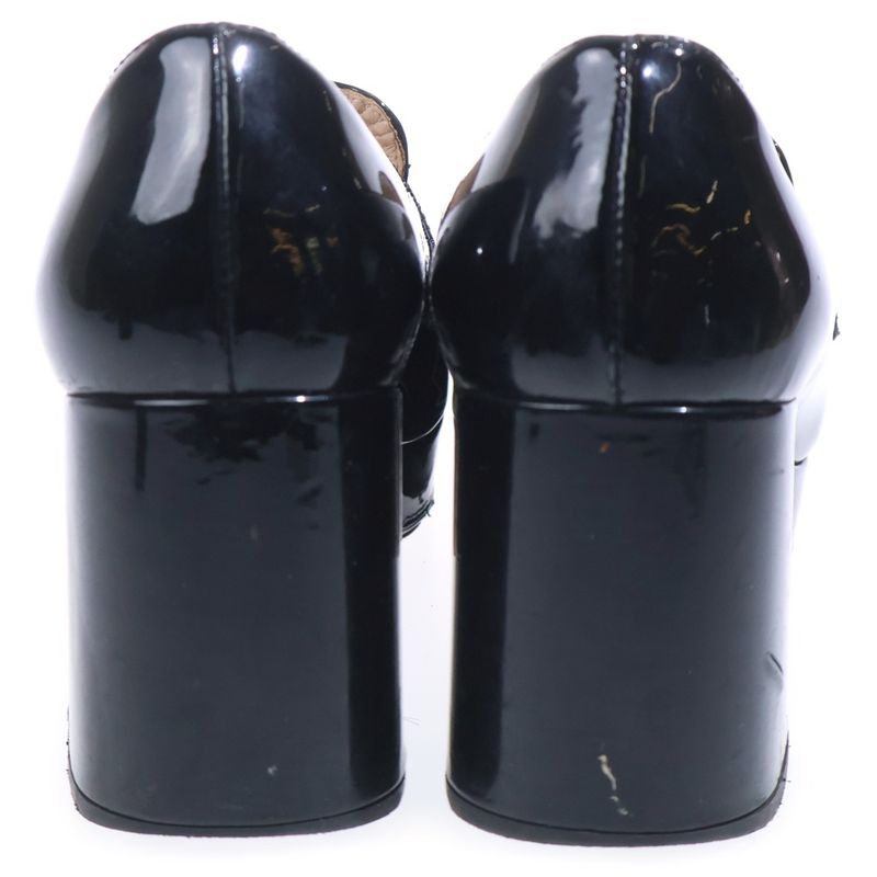 Prada Chocolate Brushed Leather High Heels Loafers Black