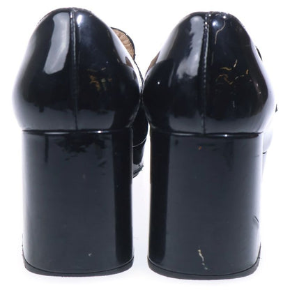 Prada Chocolate Brushed Leather High Heels Loafers Black