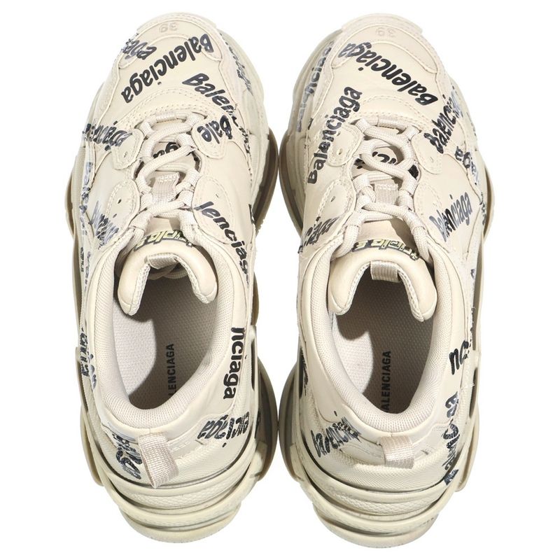 Balenciaga Triple S Logotype Low Cut Sneakers Beige Us9