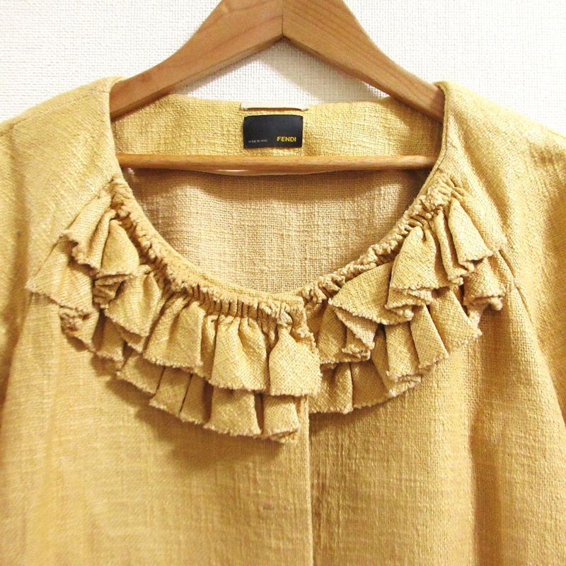 Fendi Short Sleeve No Color Coat 38 Beige