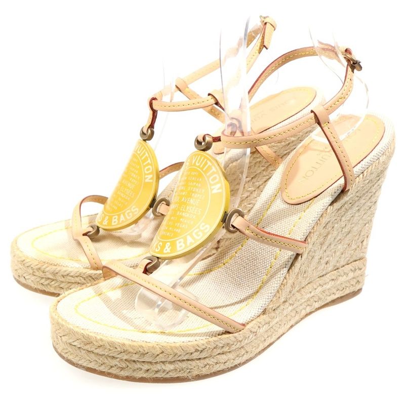 Louis Vuitton Cruise Line Wedge Soles Heels Espadrilles Strap Sandals Shoes