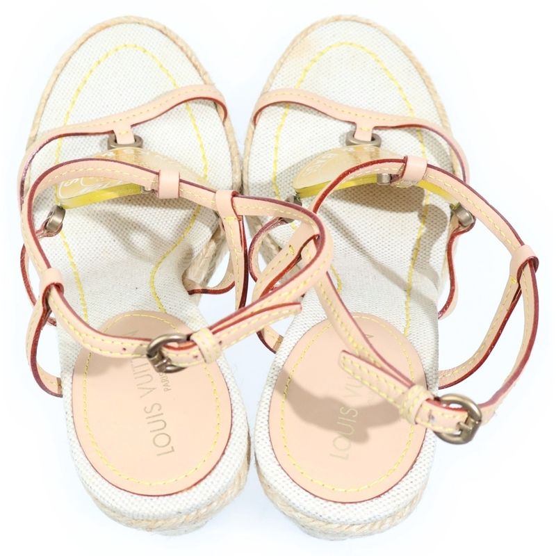 Louis Vuitton Cruise Line Wedge Soles Heels Espadrilles Strap Sandals Shoes