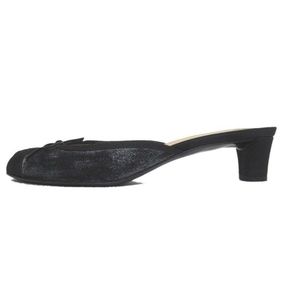 Chanel CC Logo Ribbon Mule Sandals Black