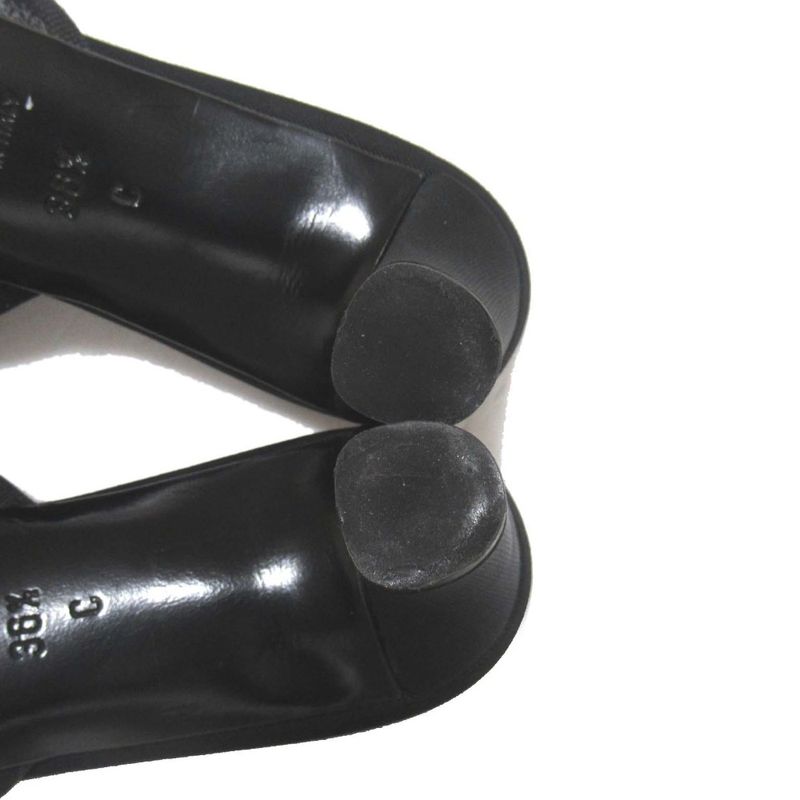 Chanel CC Logo Ribbon Mule Sandals Black
