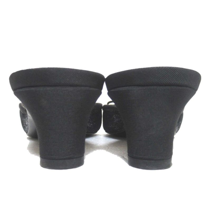Chanel CC Logo Ribbon Mule Sandals Black