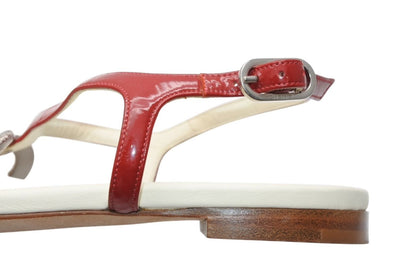 Chanel Thong Sandals CC Logo Patent Leather Red Ivory — view 6