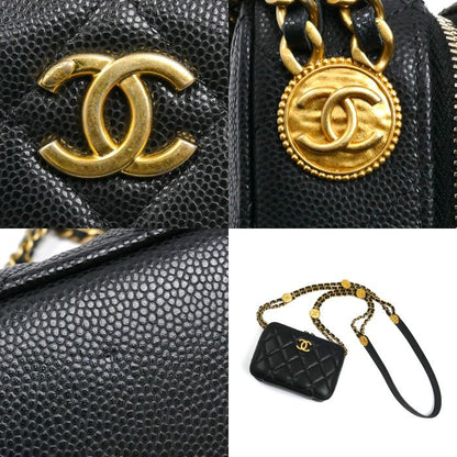 Chanel Mini Camera Bag Chain Black Caviar Leather