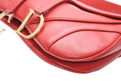 Dior Double Saddle Bag Leather Red Gold — view 8