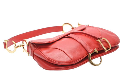 Dior Double Saddle Bag Leather Red Gold — view 7