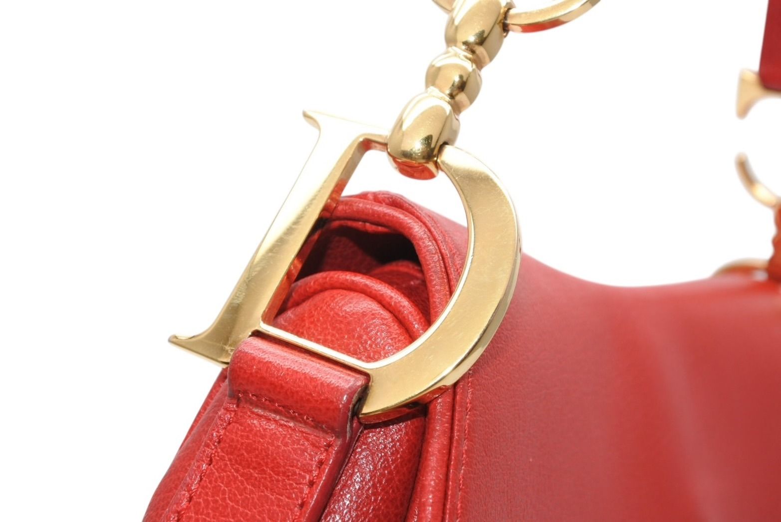 Dior Double Saddle Bag Leather Red Gold — view 4