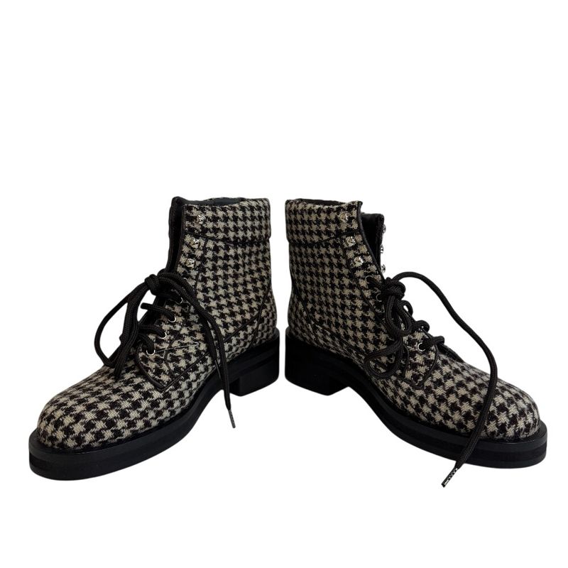 Chanel Lace Up Boots Brown