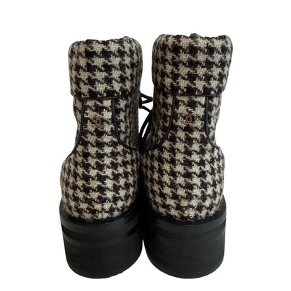 Chanel Lace Up Boots Brown