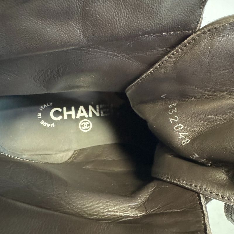 Chanel Lace Up Boots Brown
