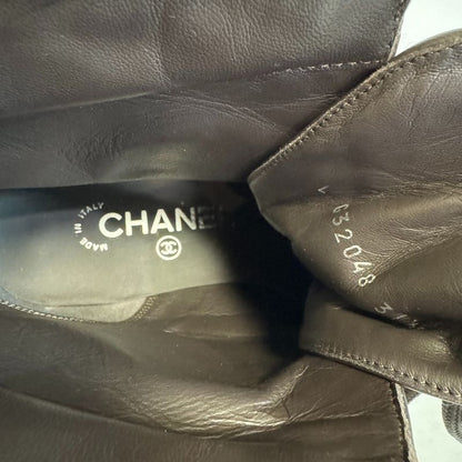 Chanel Lace Up Boots Brown