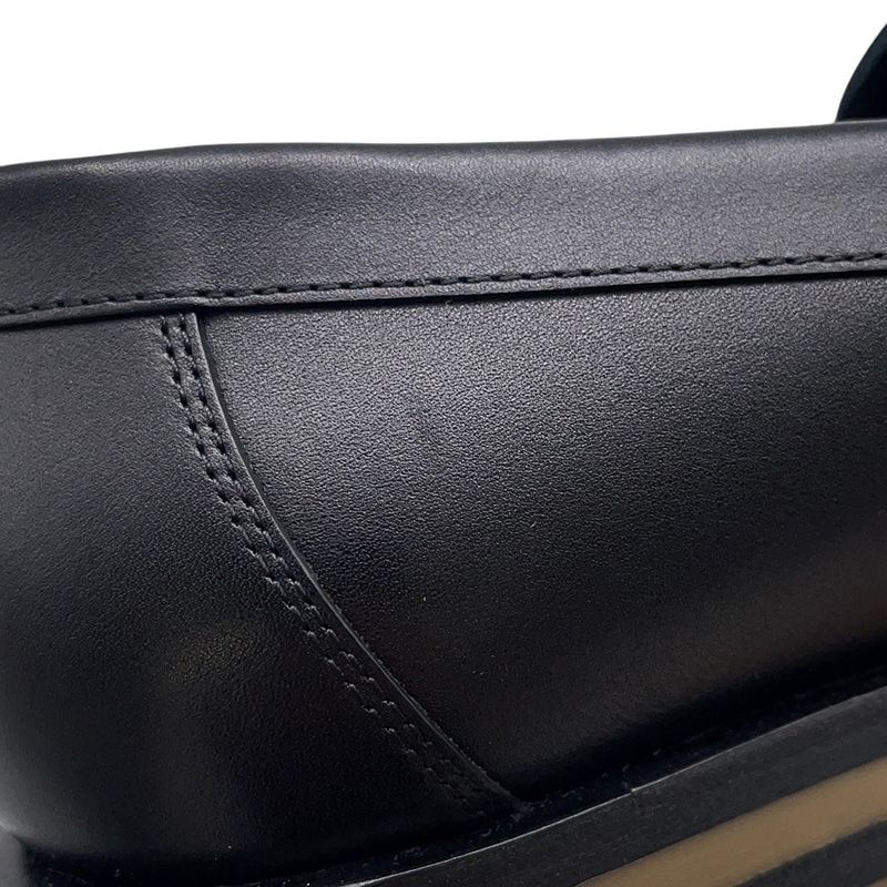 Hermes Moccasins Faubourg Leather 38 Shoes Black
