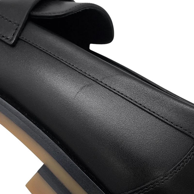 Hermes Moccasins Faubourg Leather 38 Shoes Black