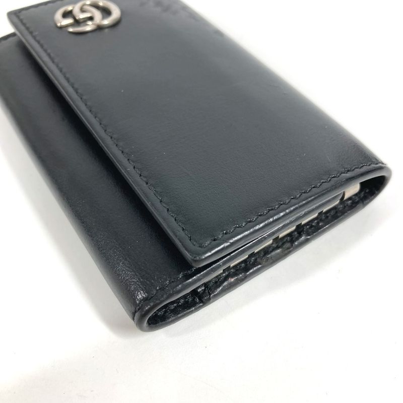 Gucci Key Case GG Logo Leather Black