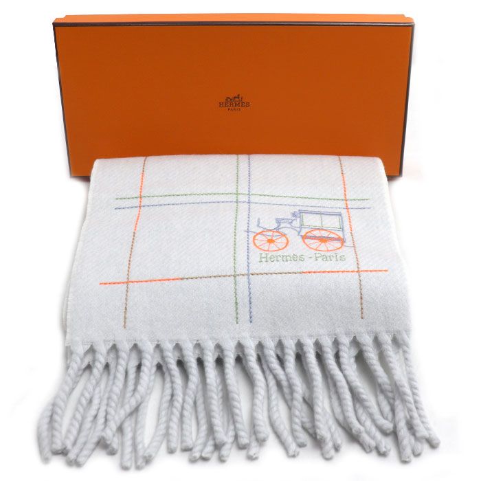 Hermes Grand Brode Berlin Muffler Gray Grid Nord 01 Scarf