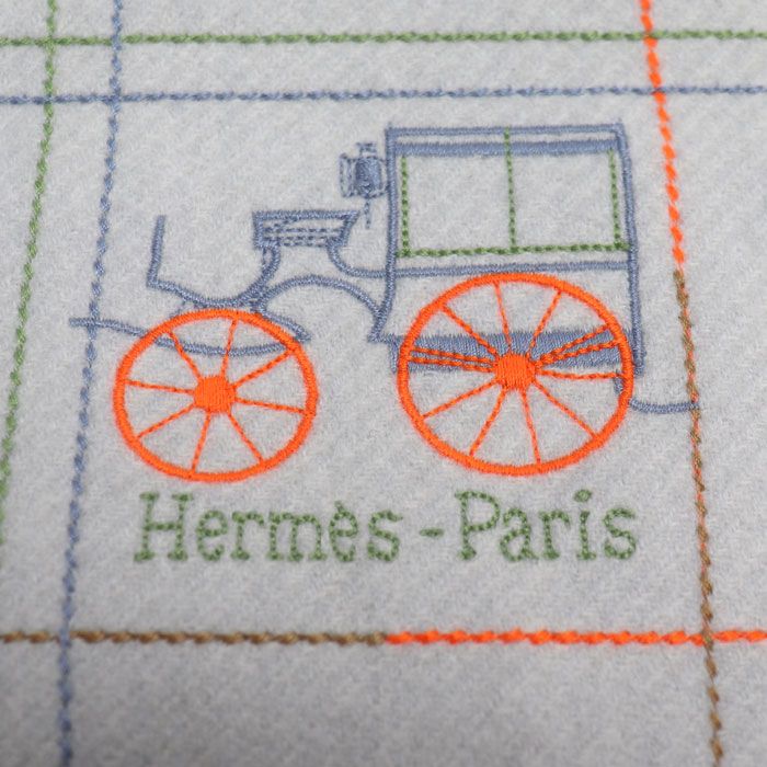 Hermes Grand Brode Berlin Muffler Gray Grid Nord 01 Scarf