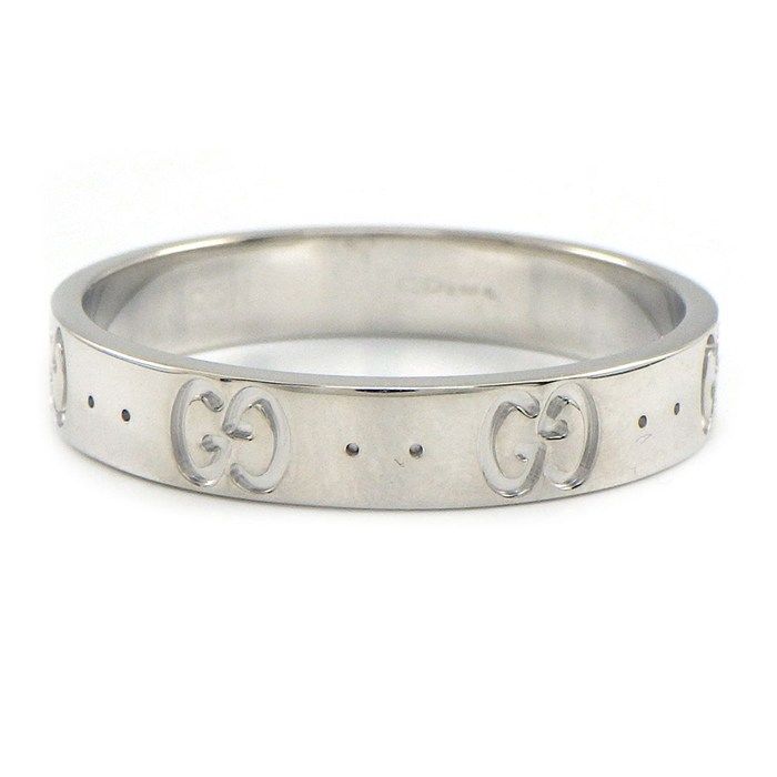 Gucci Ring Icon Slim Interlocking GG Logo 18K White Gold