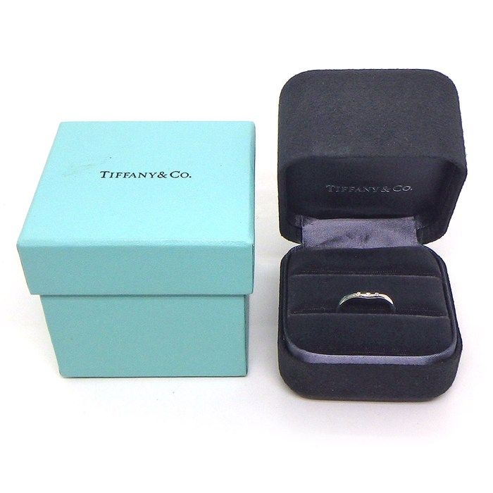 Tiffany & Co. Ring Cubed Band Points Diamond 18K White Gold