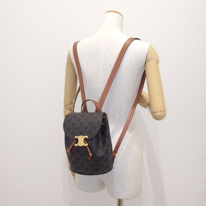 Celine Backpack Bonnie Tan Triomphe Canvas Calfskin