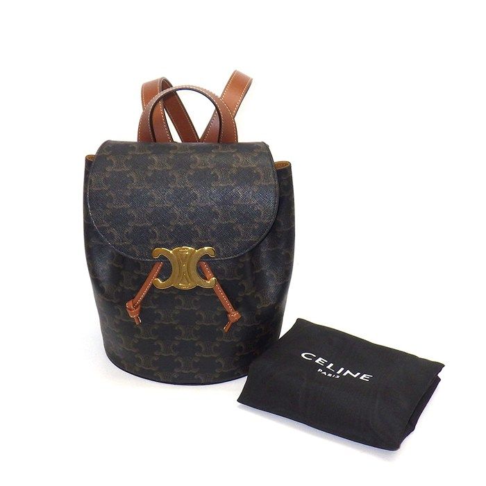 Celine Backpack Bonnie Tan Triomphe Canvas Calfskin