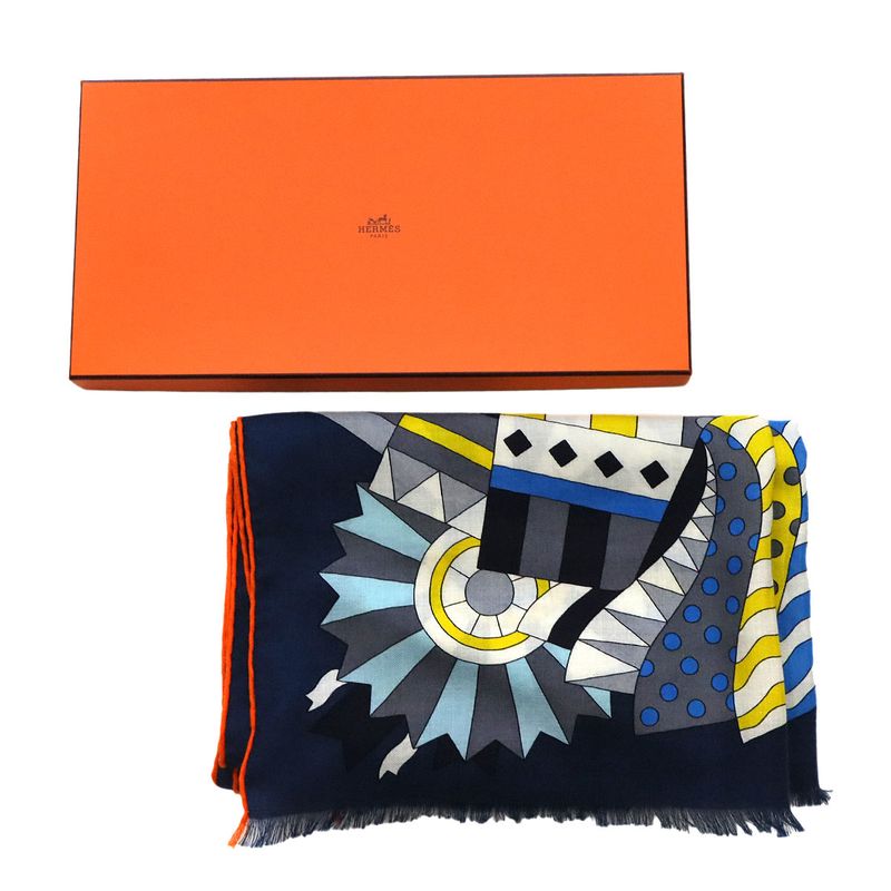 Hermes Large Shawl Cheval de Fit Cashmere Silk Multicolor