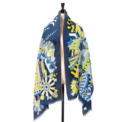 Hermes Large Shawl Cheval de Fit Cashmere Silk Multicolor