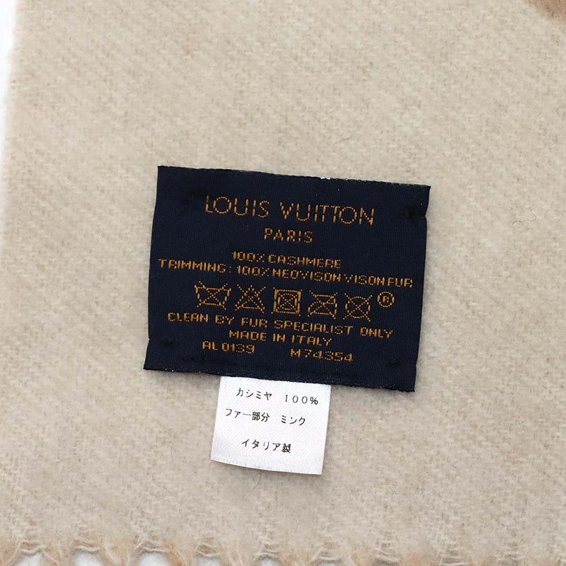 Louis Vuitton Muffler Cold Reykjavik Cashmere 100% Beige Scarf