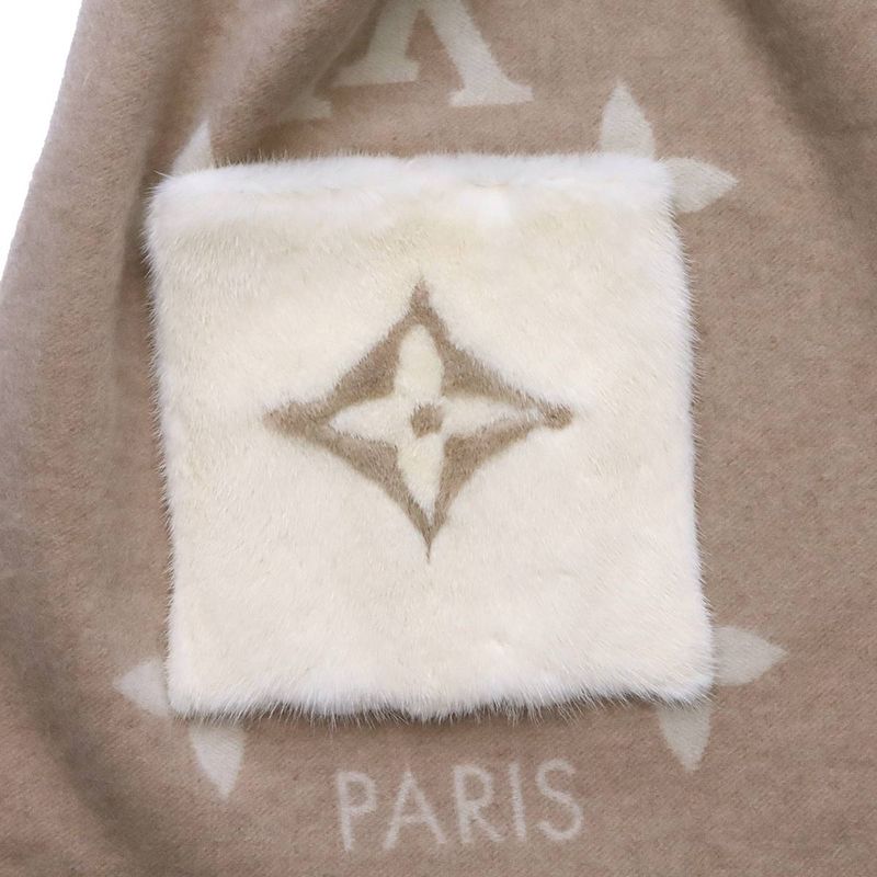 Louis Vuitton Muffler Cold Reykjavik Cashmere 100% Beige Scarf