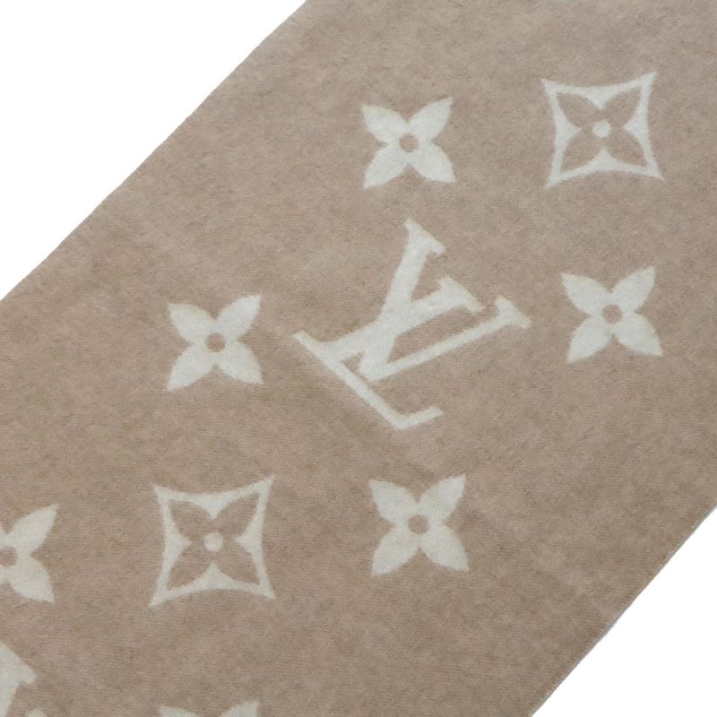 Louis Vuitton Muffler Cold Reykjavik Cashmere 100% Beige Scarf