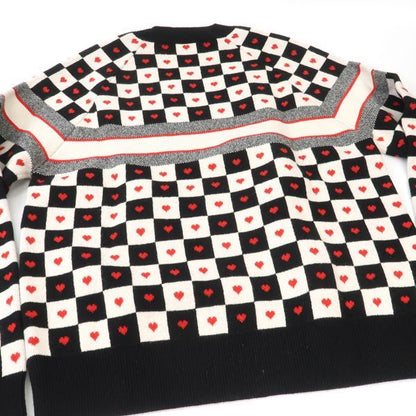 Dior Alm Knit 36 Heart Check Cashmere Black White Red