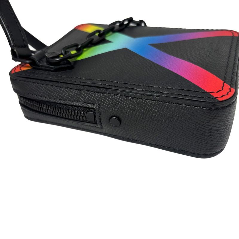 Louis Vuitton Taiga Danube Messenger Bag Pochette Black Rainbow