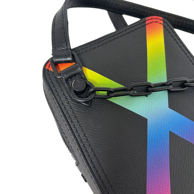 Louis Vuitton Taiga Danube Messenger Bag Pochette Black Rainbow