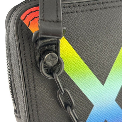 Louis Vuitton Taiga Danube Messenger Bag Pochette Black Rainbow