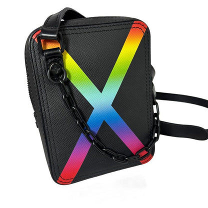 Louis Vuitton Taiga Danube Messenger Bag Pochette Black Rainbow