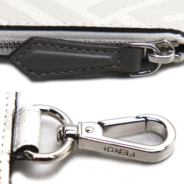 Fendi Zucca Card Case Coin Case Gray White Red