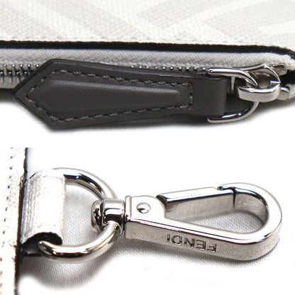 Fendi Zucca Card Case Coin Case Gray White Red