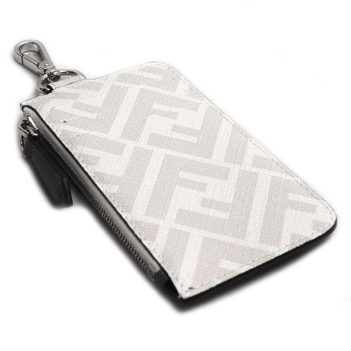 Fendi Zucca Card Case Coin Case Gray White Red