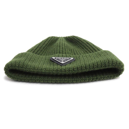 Prada Triangle Logo Knit Cap Green S