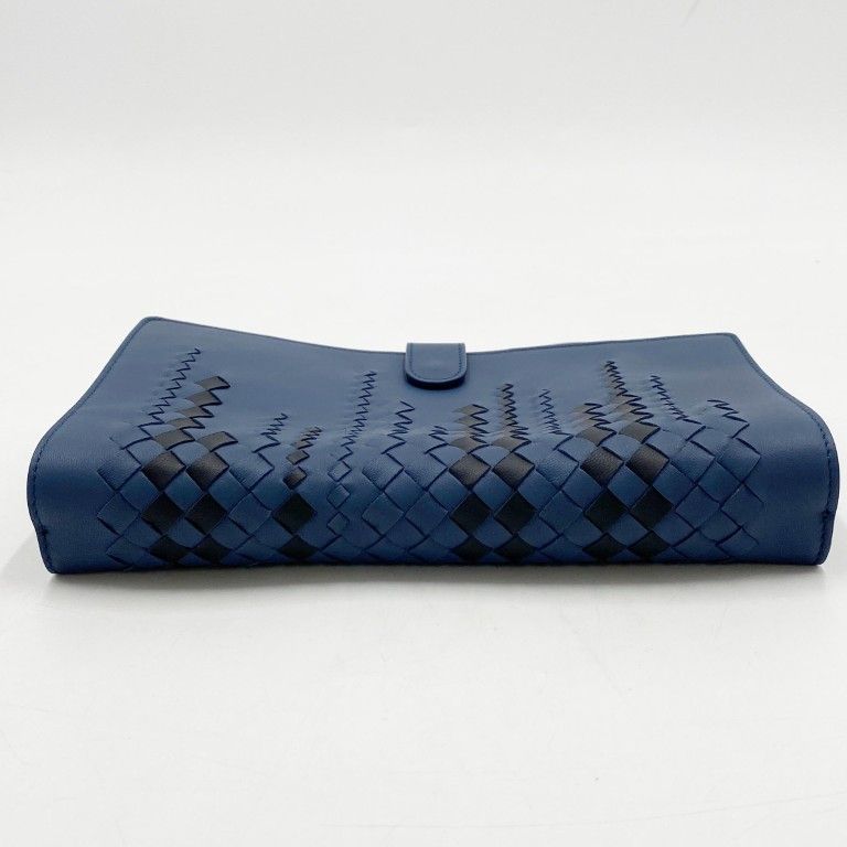 Bottega Veneta Clutch Intrecciato Micro Macro Blue Leather
