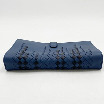 Bottega Veneta Clutch Intrecciato Micro Macro Blue Leather