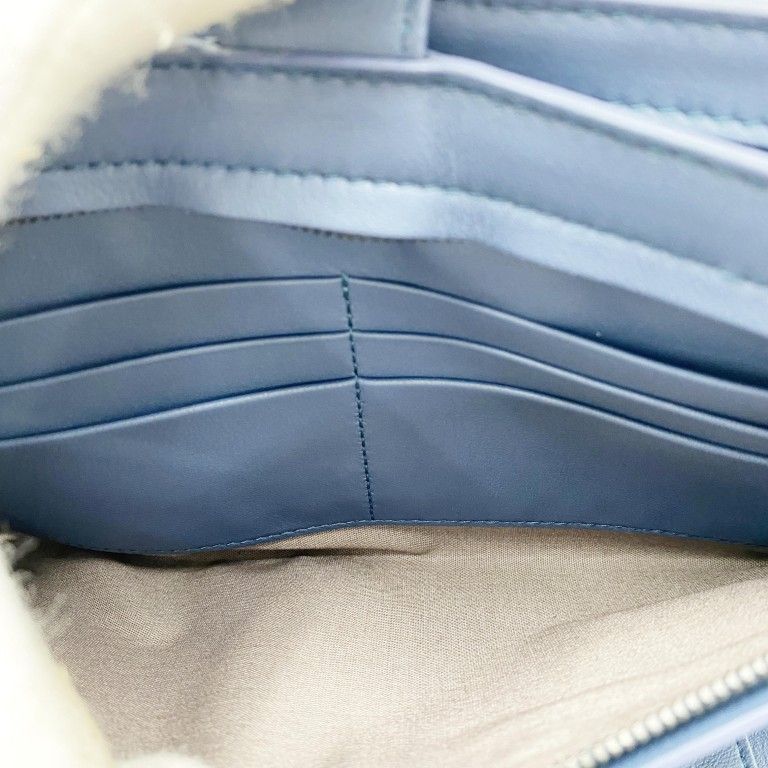 Bottega Veneta Clutch Intrecciato Micro Macro Blue Leather