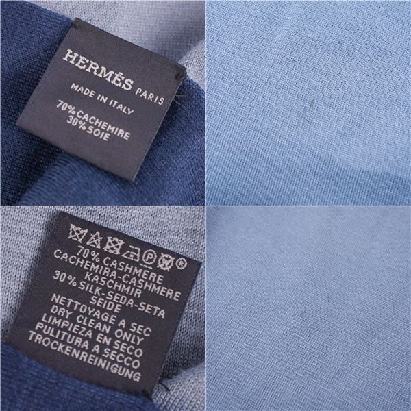 Hermes Muffler Shawl Logo Cashmere Silk Scarf