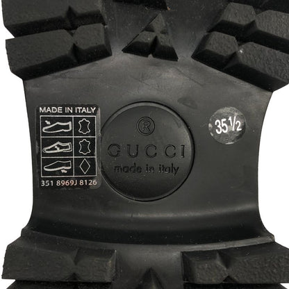 Gucci Leather Bee Embroidery Horsebit Loafers 35.5 Black